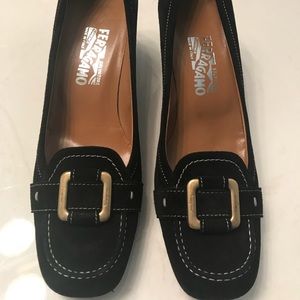 Salvatore Ferragamo suede buckle pump